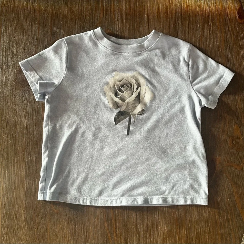 Abercrombie Kids Light Blue Tee with Monochrome Rose